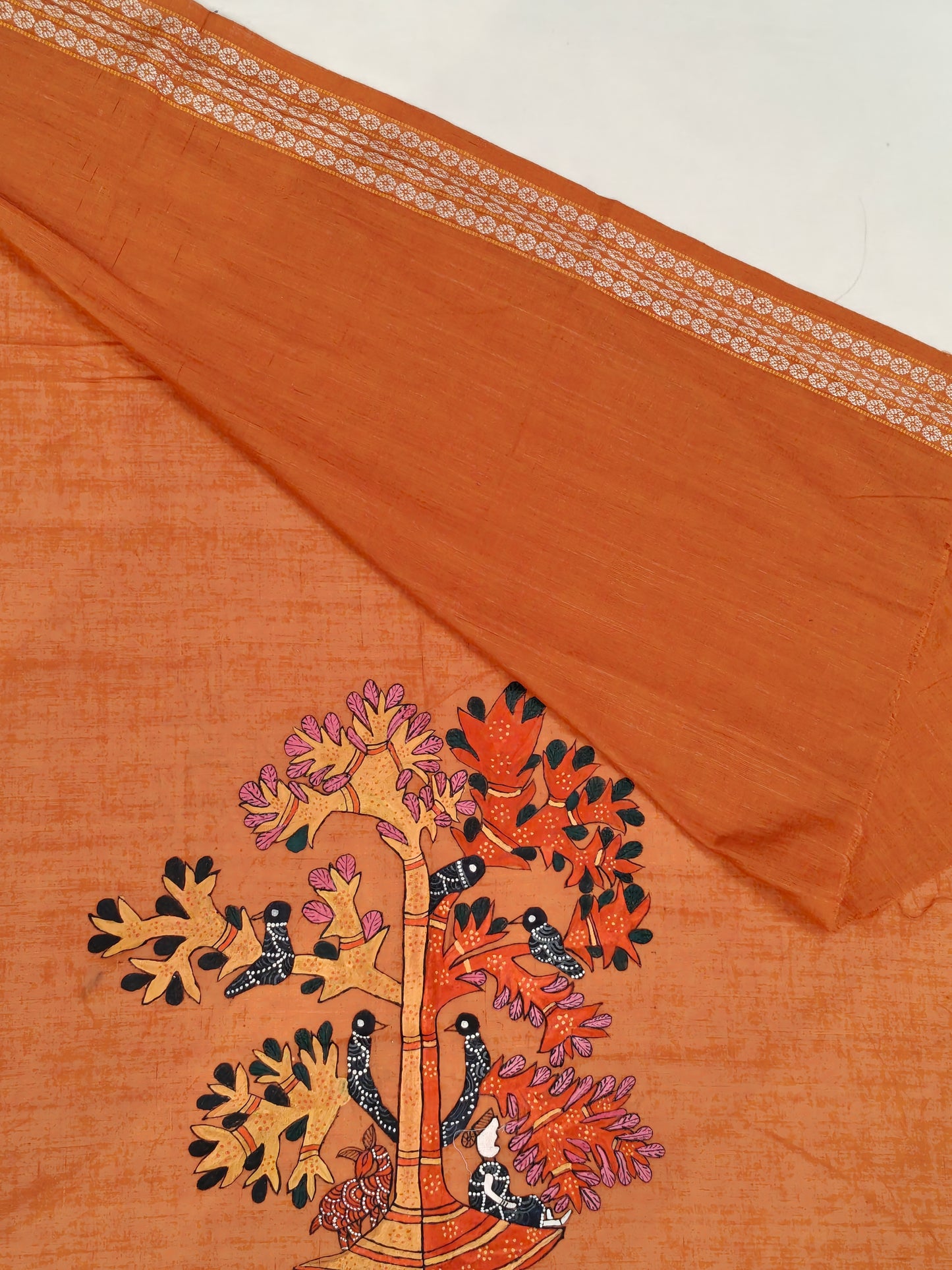 Hand crafted unstitched blouse fabrics on handloom cotton base - Hand painted / embroidered - click to see designs and colors