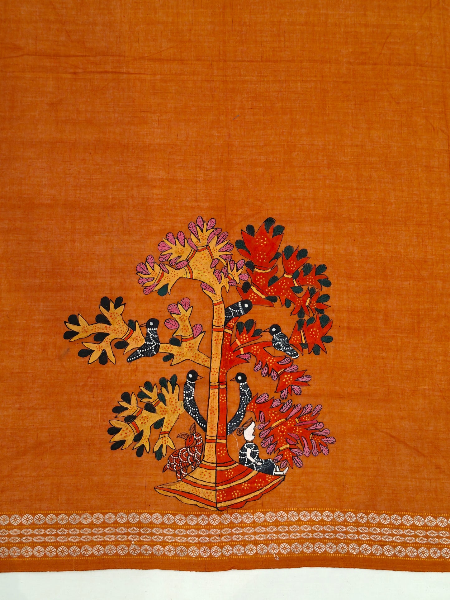 Hand crafted unstitched blouse fabrics on handloom cotton base - Hand painted / embroidered - click to see designs and colors