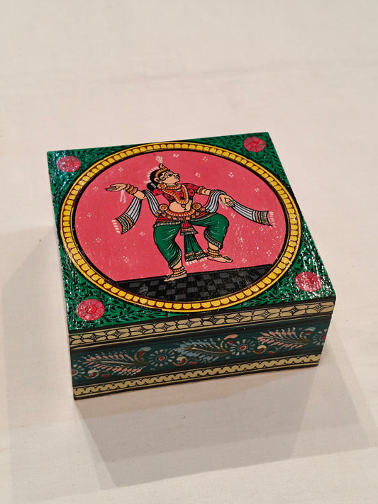 Woman performing classical dance - Handcrafted and Handpainted MDF box with lid