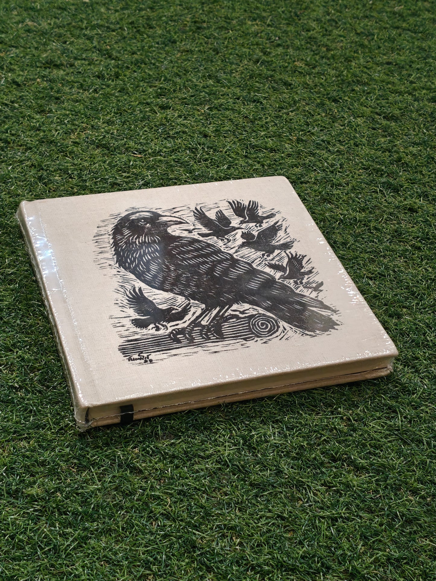 Hand made paper sketchbook with hand painted print as hard cover - 200 gsm