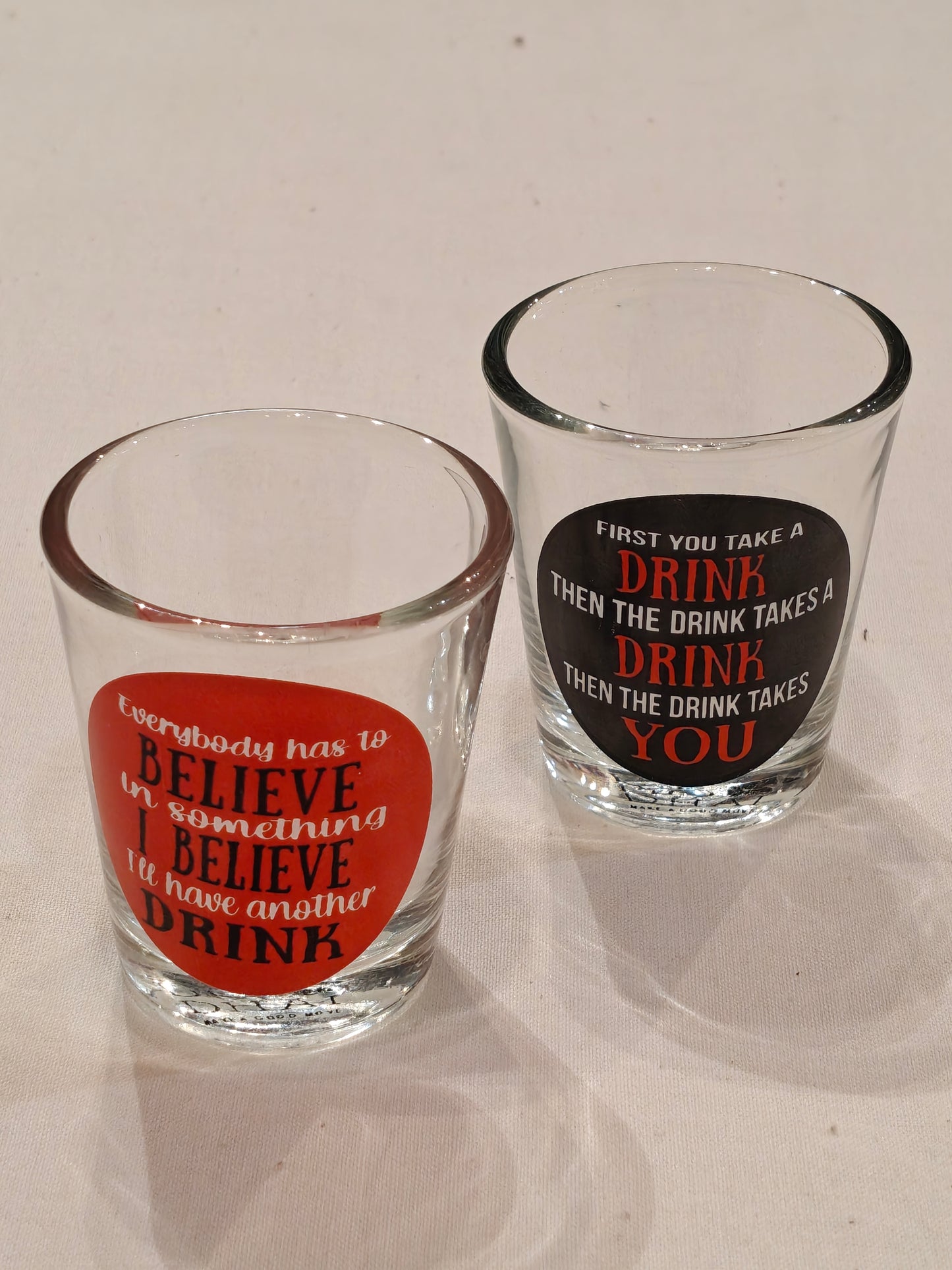 Fun quotes shot glasses - 2 piece set
