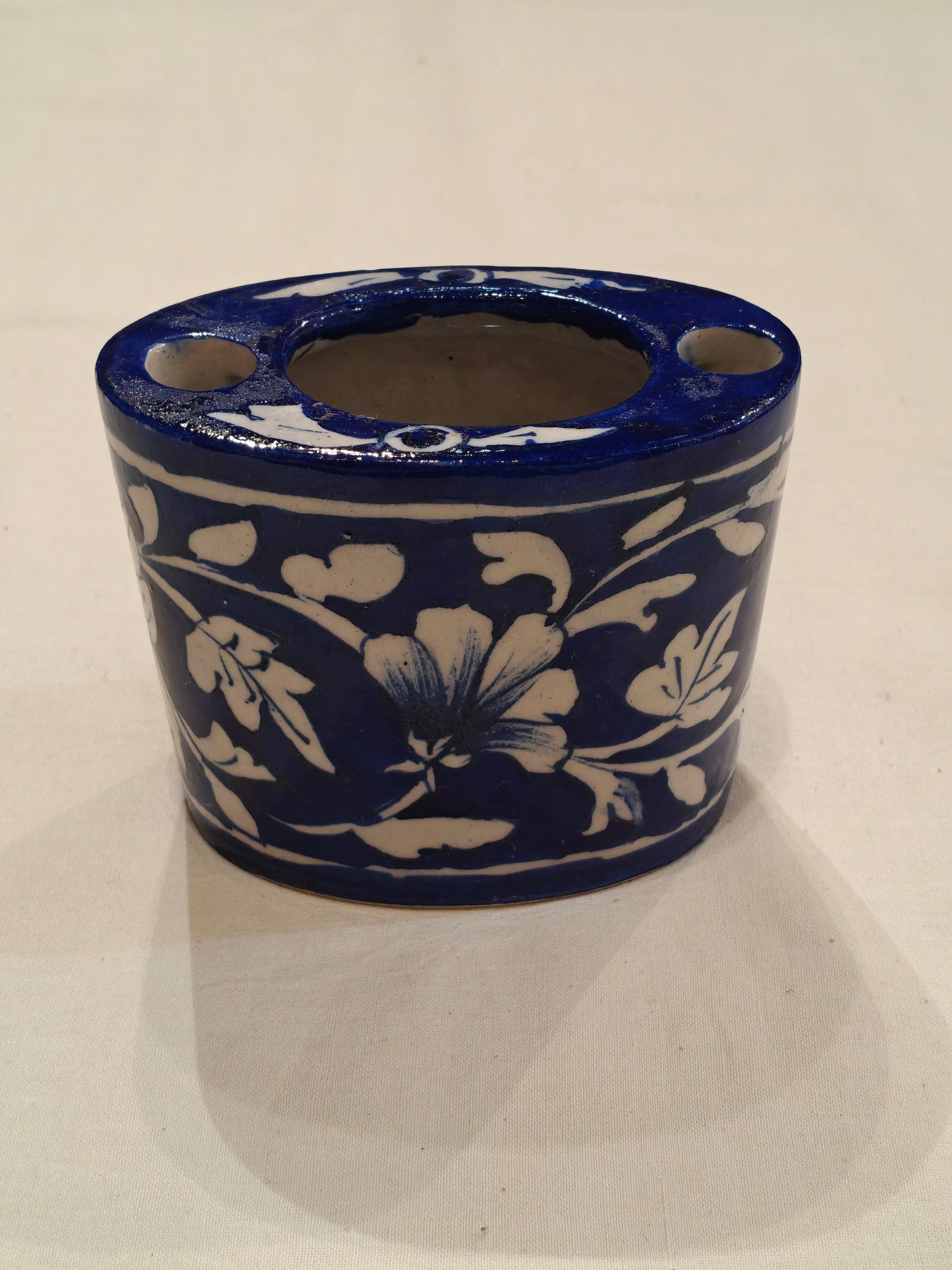 Blue pottery Handcrafted ceramic pen holder / tooth brush holder