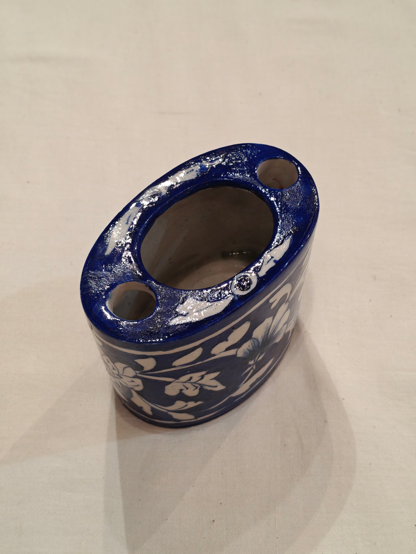 Blue pottery Handcrafted ceramic pen holder / tooth brush holder