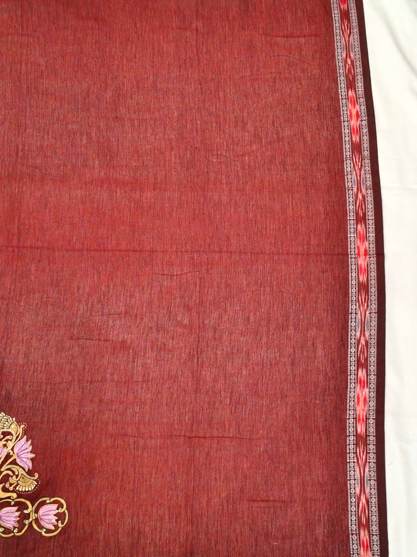 Hand crafted unstitched blouse fabrics on handloom cotton base - Hand painted / embroidered - click to see designs and colors