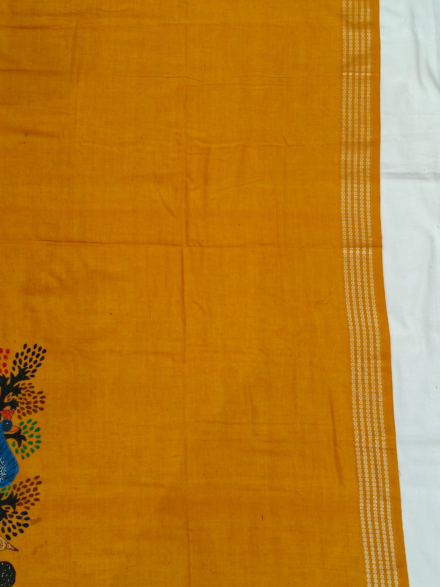Hand crafted unstitched blouse fabrics on handloom cotton base - Hand painted / embroidered - click to see designs and colors
