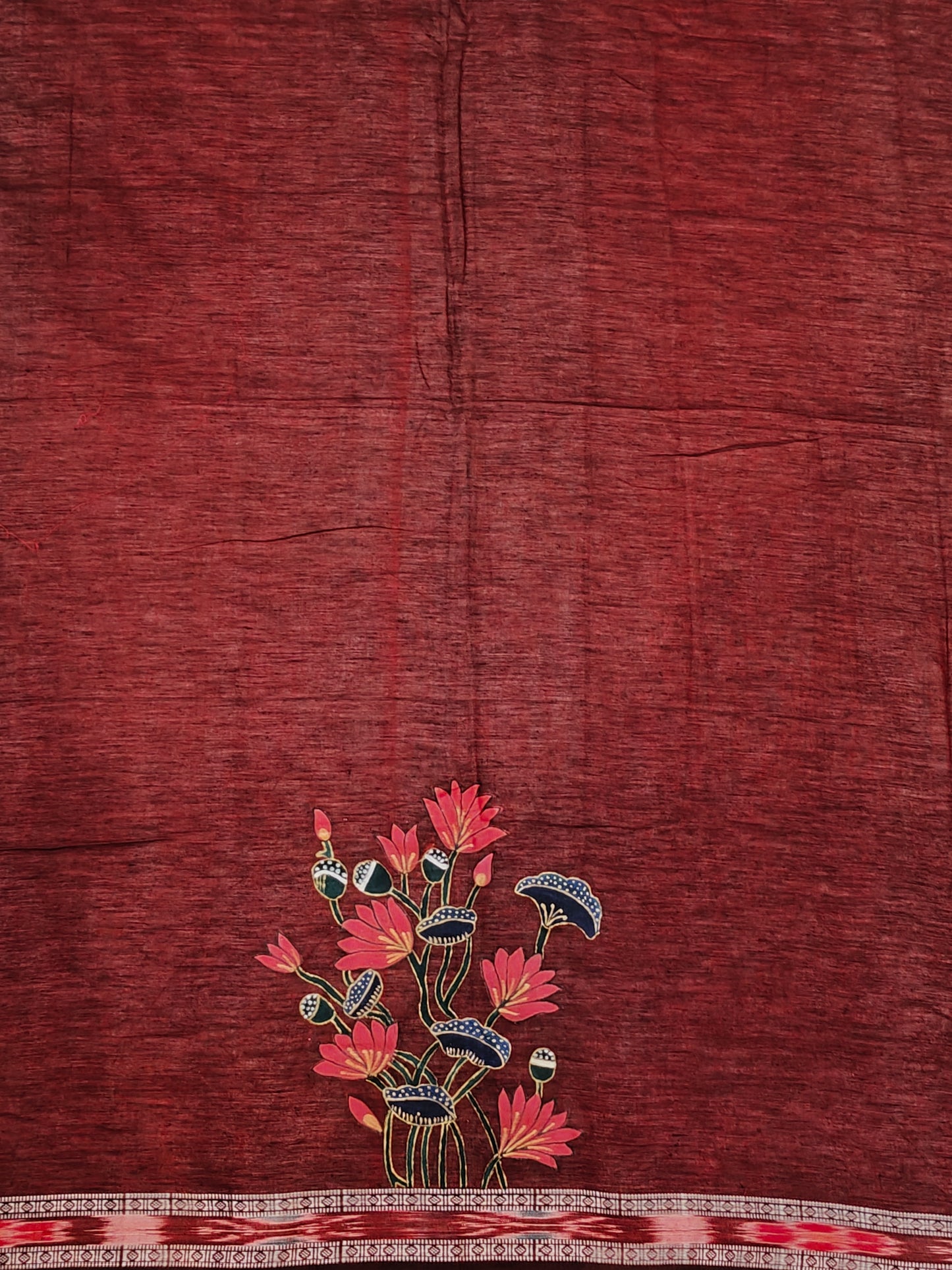 Hand crafted unstitched blouse fabrics on handloom cotton base - Hand painted / embroidered - click to see designs and colors