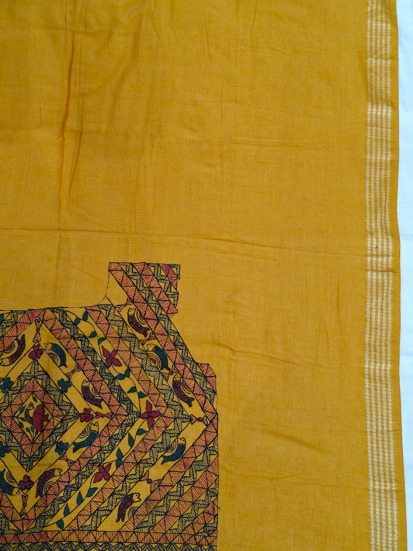 Hand crafted unstitched blouse fabrics on handloom cotton base - Hand painted / embroidered - click to see designs and colors