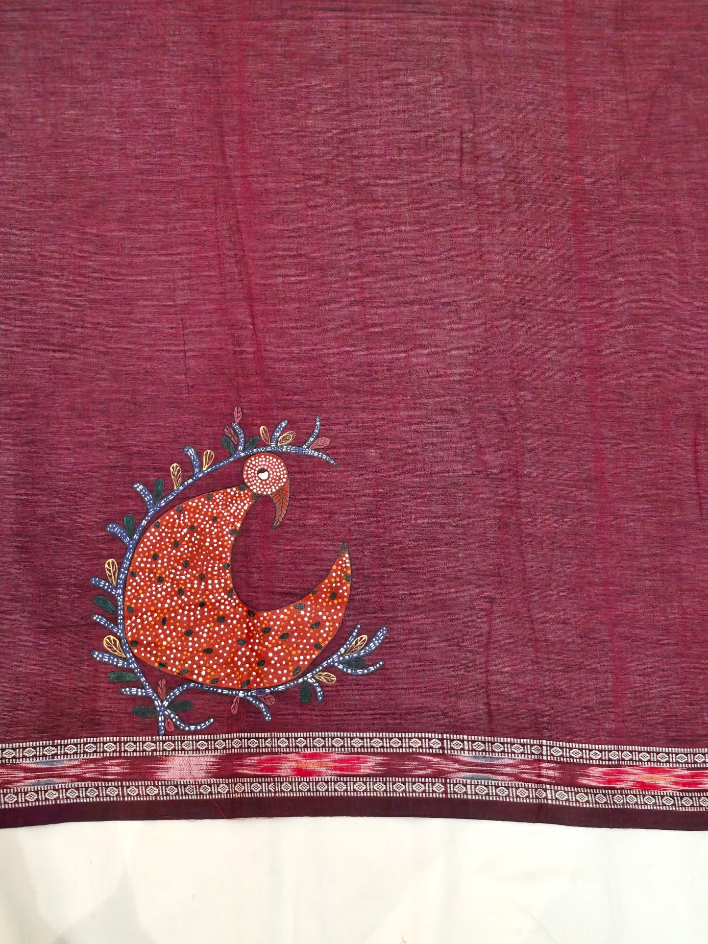 Hand crafted unstitched blouse fabrics on handloom cotton base - Hand painted / embroidered - click to see designs and colors