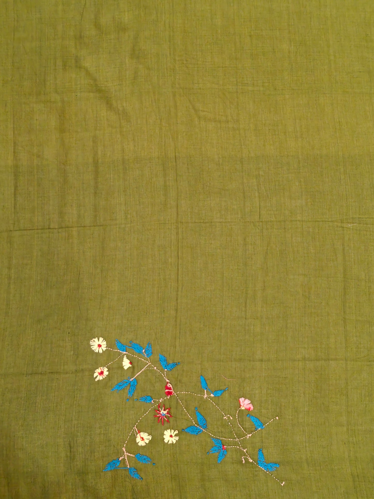 Hand crafted unstitched blouse fabrics on handloom cotton base - Hand painted / embroidered - click to see designs and colors
