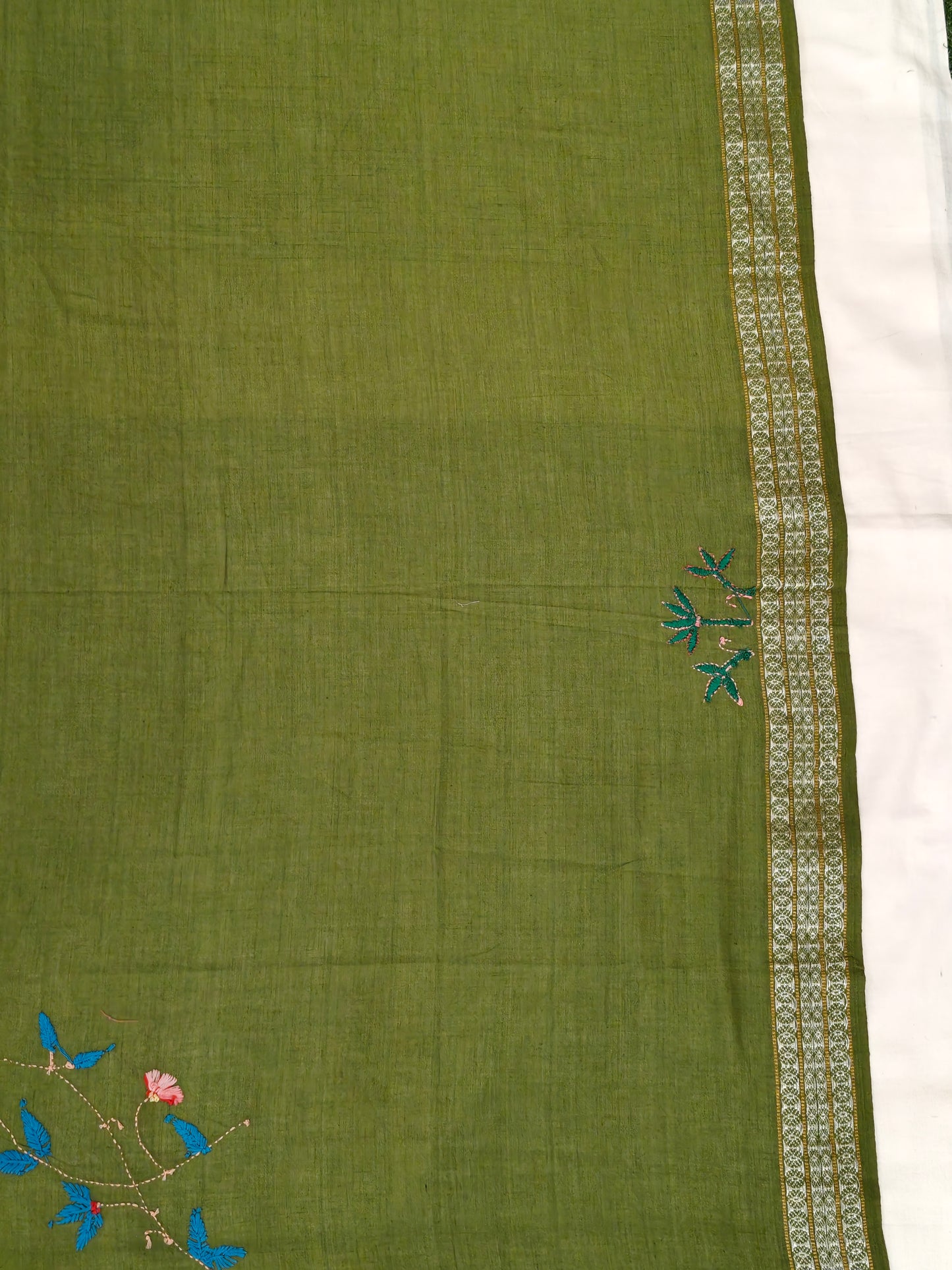 Hand crafted unstitched blouse fabrics on handloom cotton base - Hand painted / embroidered - click to see designs and colors