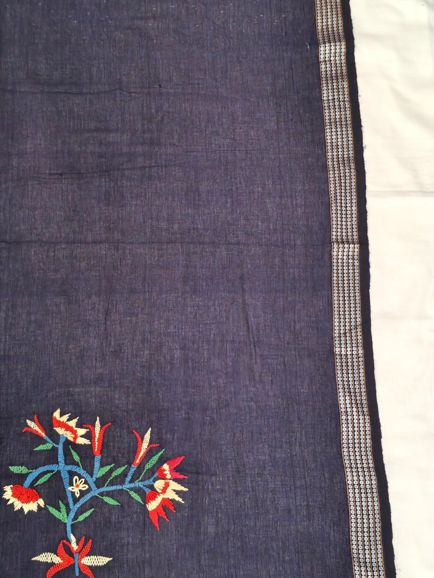 Hand crafted unstitched blouse fabrics on handloom cotton base - Hand painted / embroidered - click to see designs and colors