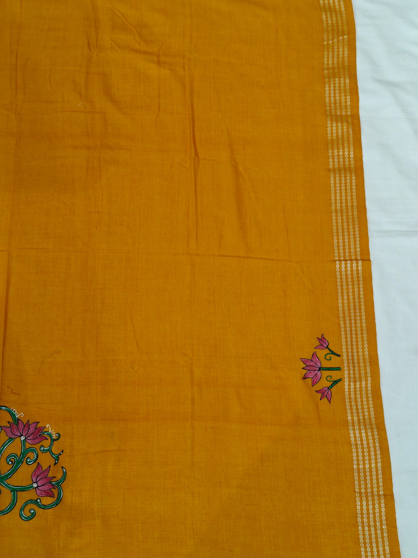 Hand crafted unstitched blouse fabrics on handloom cotton base - Hand painted / embroidered - click to see designs and colors