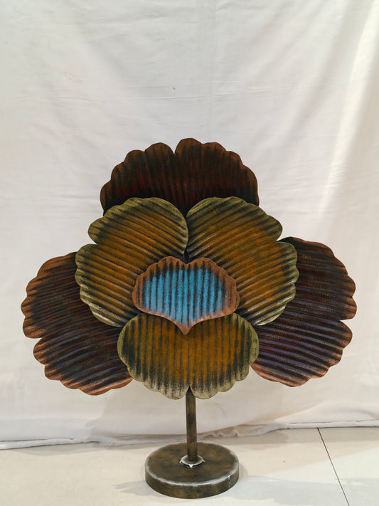 Multicolor metal tree with circular base handicrafted decor