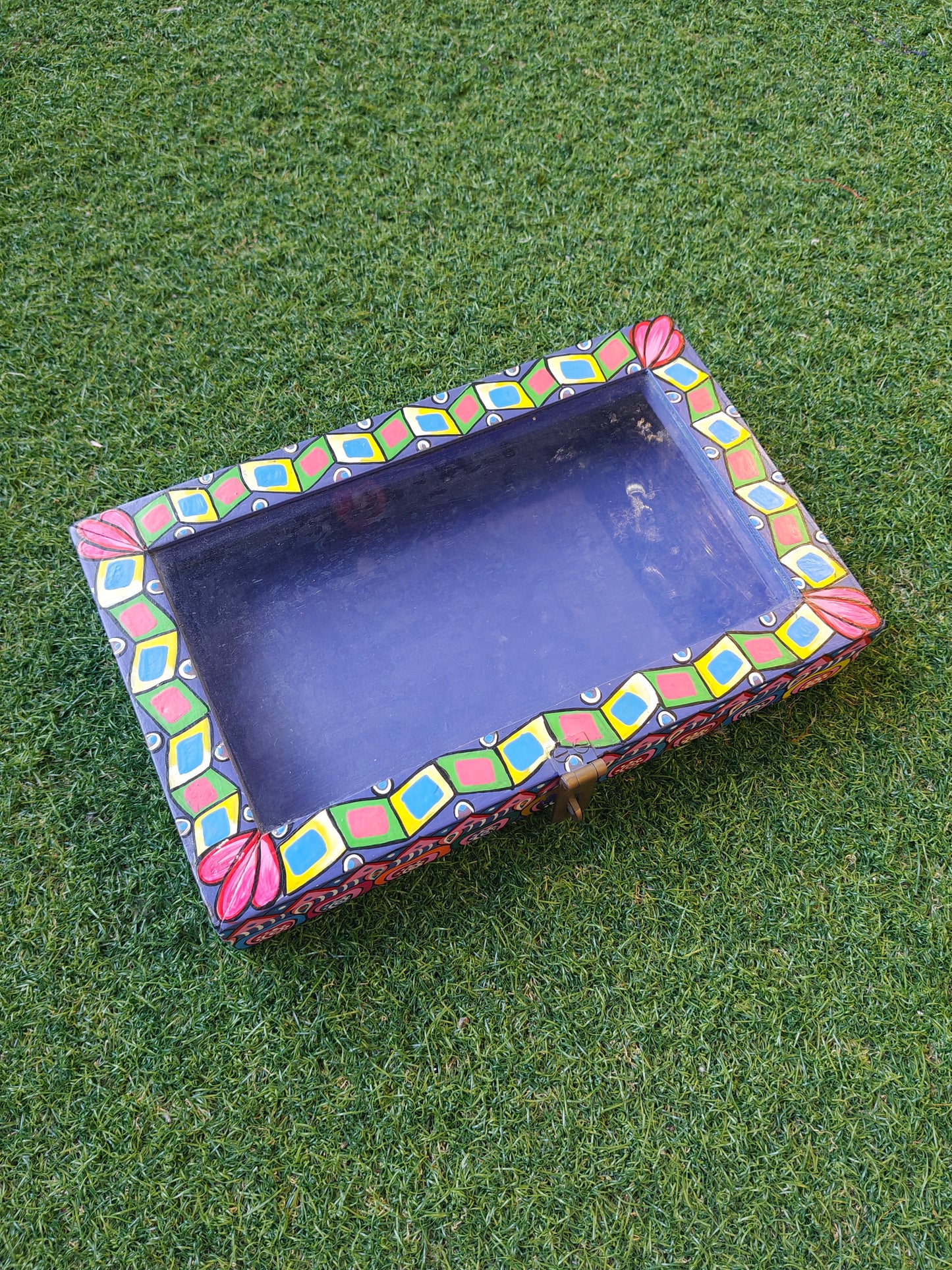 Colorful handpainted wooden jewellery box