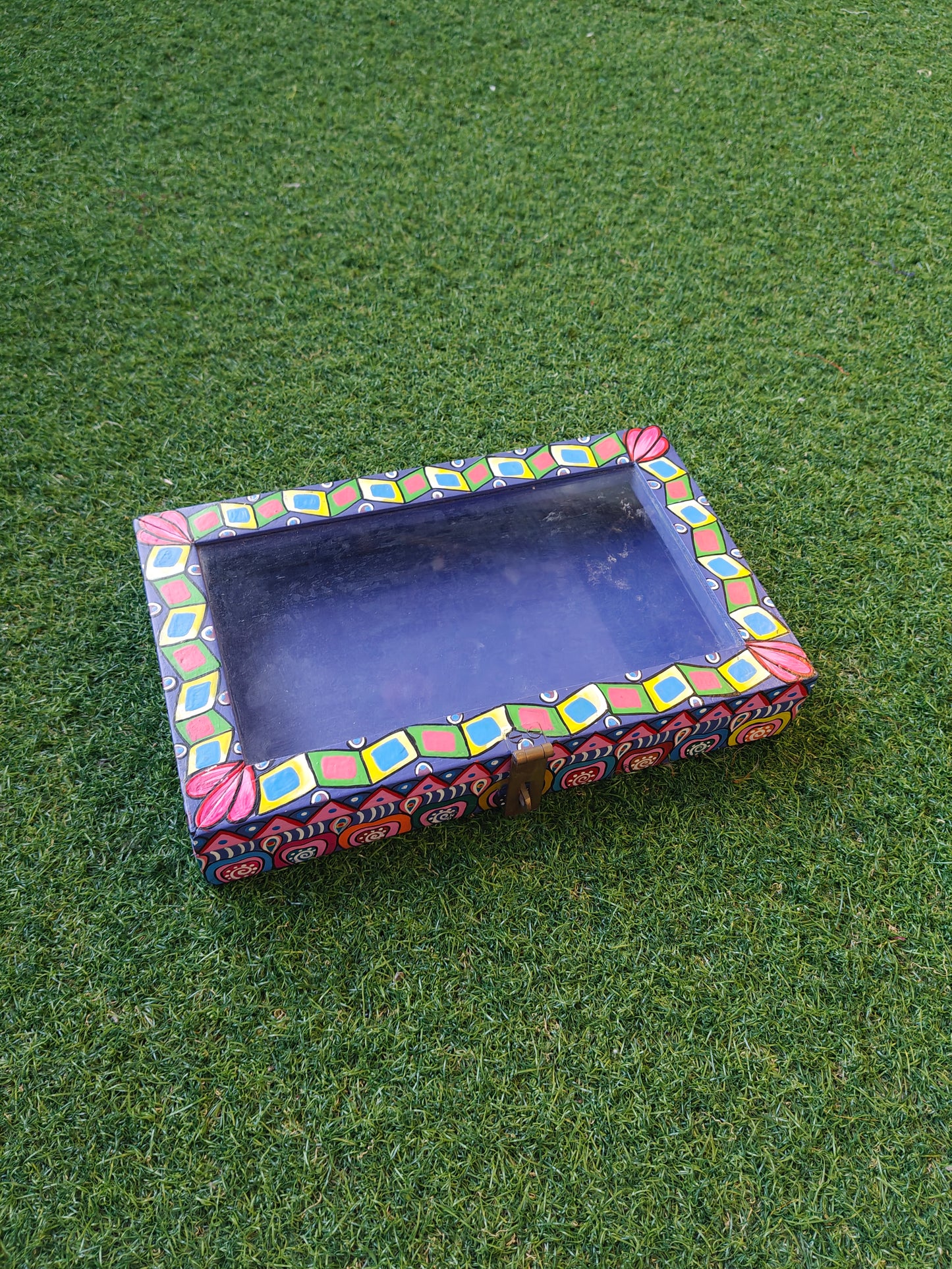 Colorful handpainted wooden jewellery box