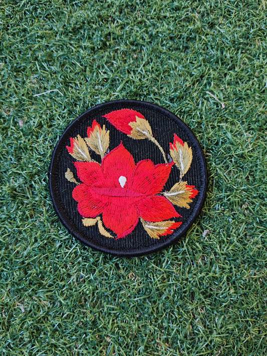 Flowers embroidered Handcrafted fabric coasters - 6 piece set