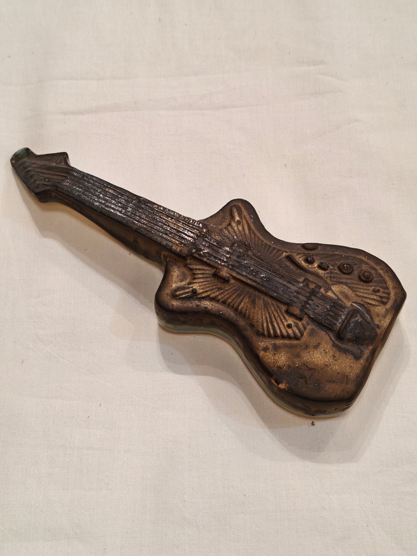 Ceramic vintage look Handcrafted guitar - collectible decor piece