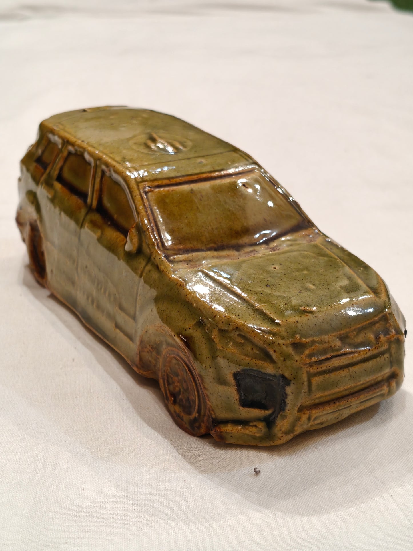 Ceramic handcrafted car - collectible decor piece