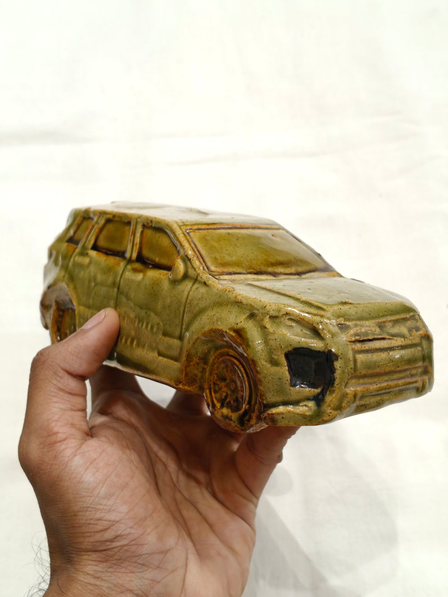 Ceramic handcrafted car - collectible decor piece