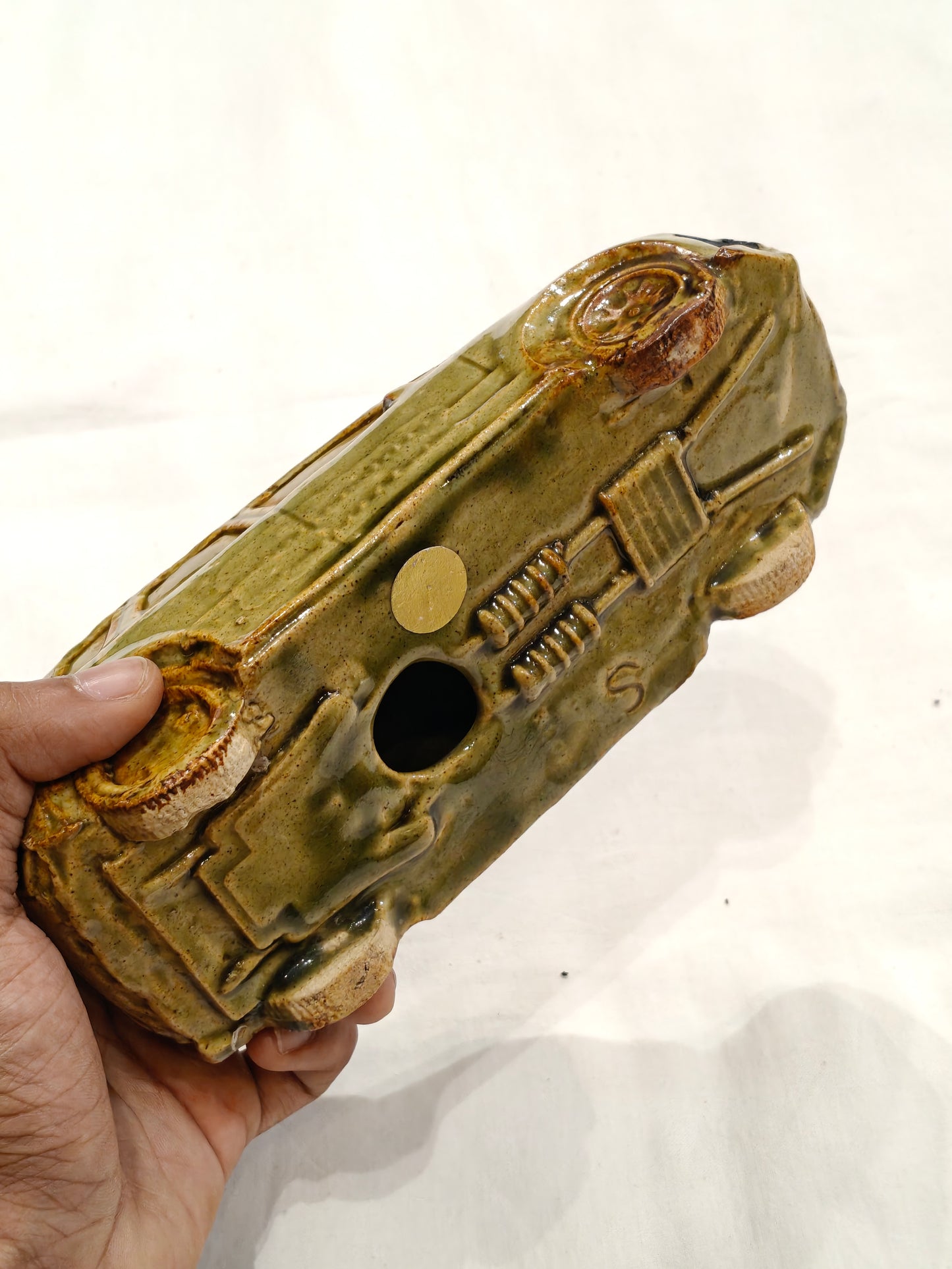 Ceramic handcrafted car - collectible decor piece