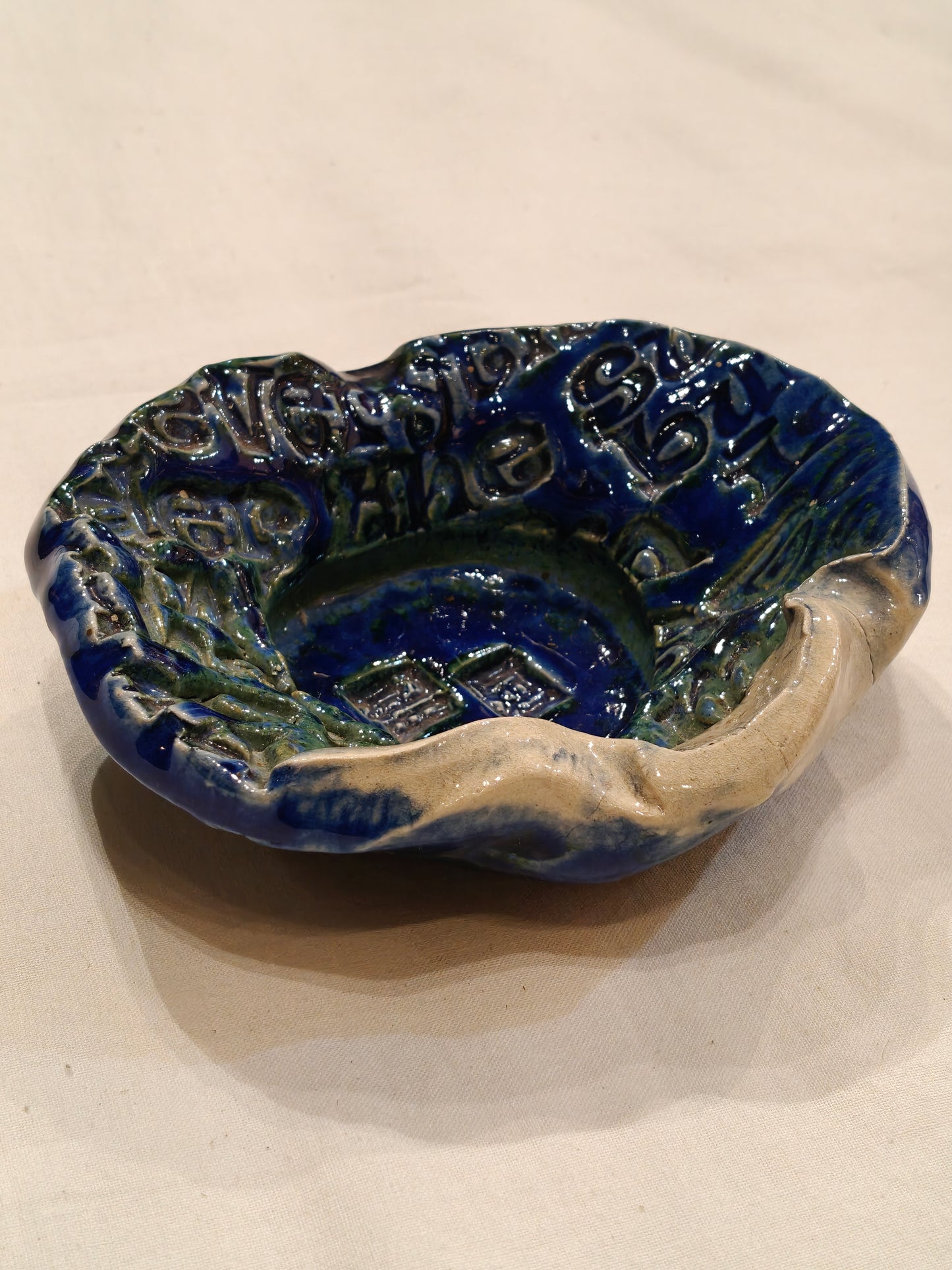Blue and white Ceramic handcrafted unique design ash tray