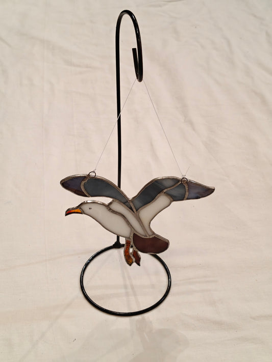 Stained glass bird with stand - Handcrafted decor
