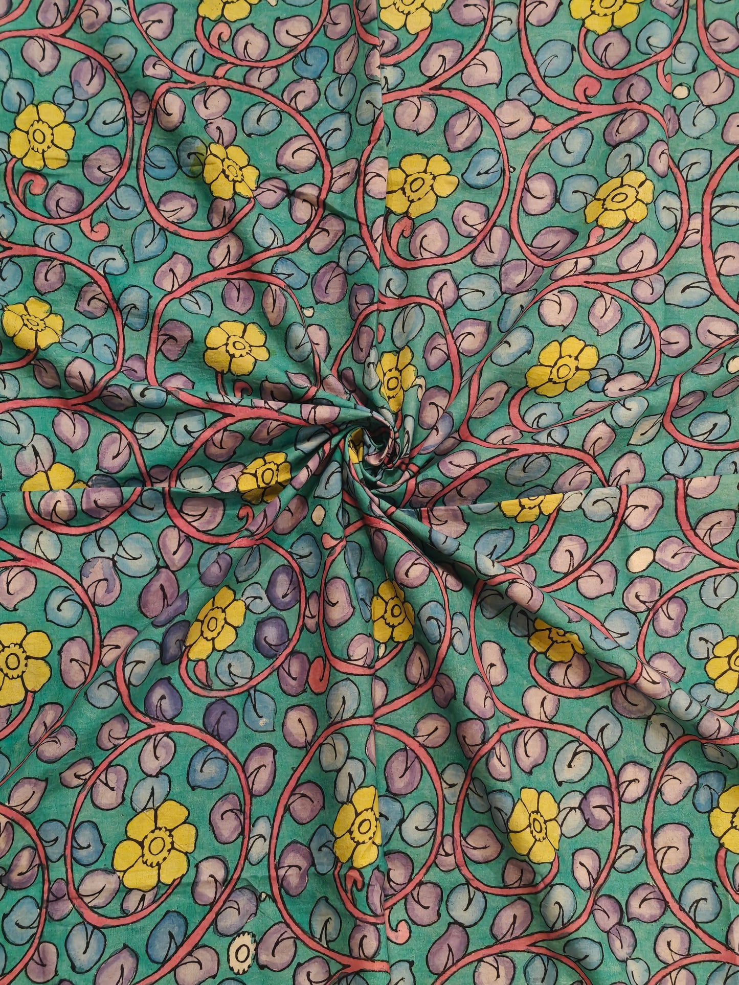 Cotton Pen Kalamkari handpainted unstitched blouse piece with border - multiple designs available