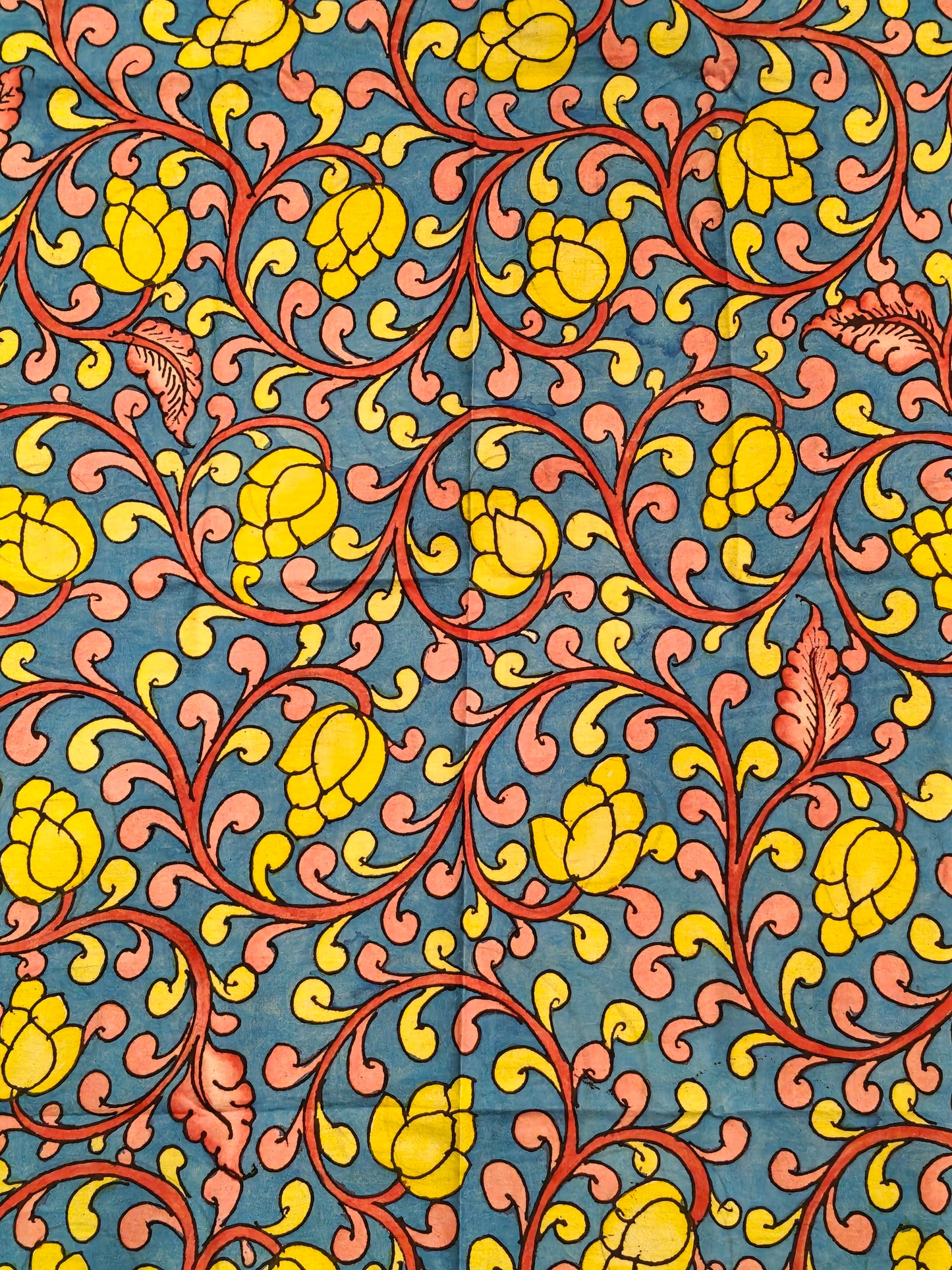 Cotton Pen Kalamkari handpainted unstitched blouse piece with border - multiple designs available