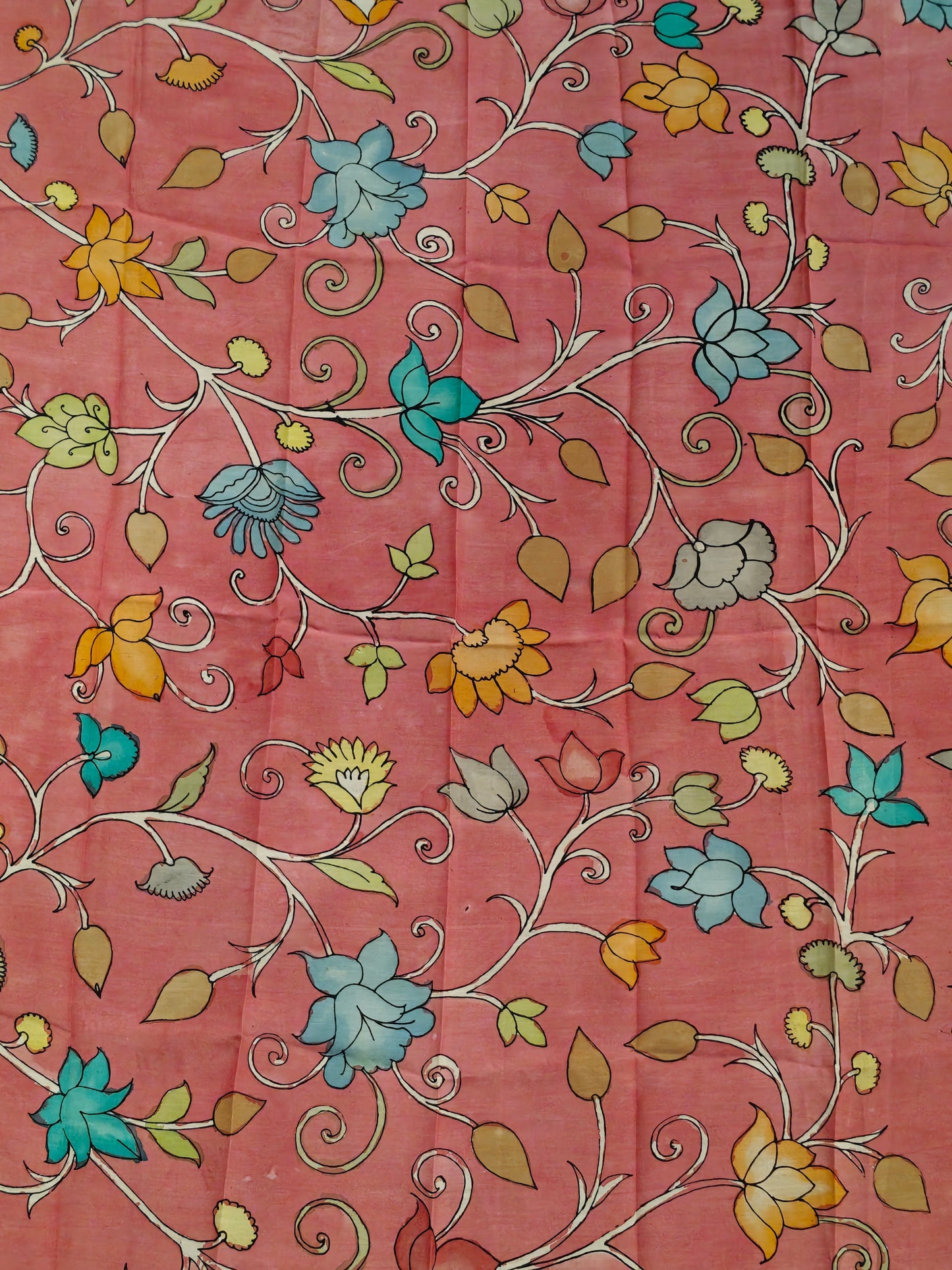 Silk Kalamkari handpainted yardage fabric - multiple designs available
