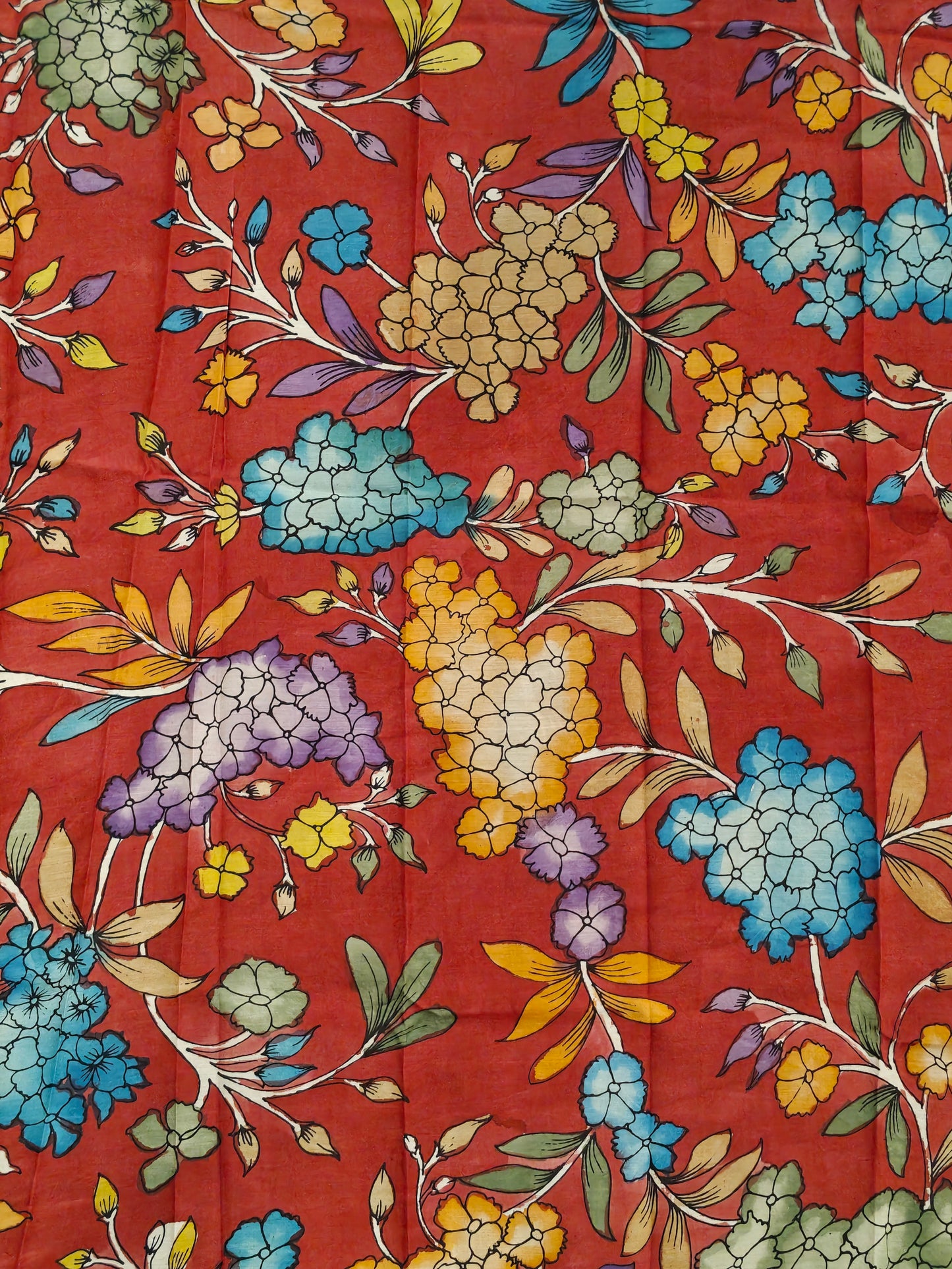 Silk Kalamkari handpainted yardage fabric - multiple designs available