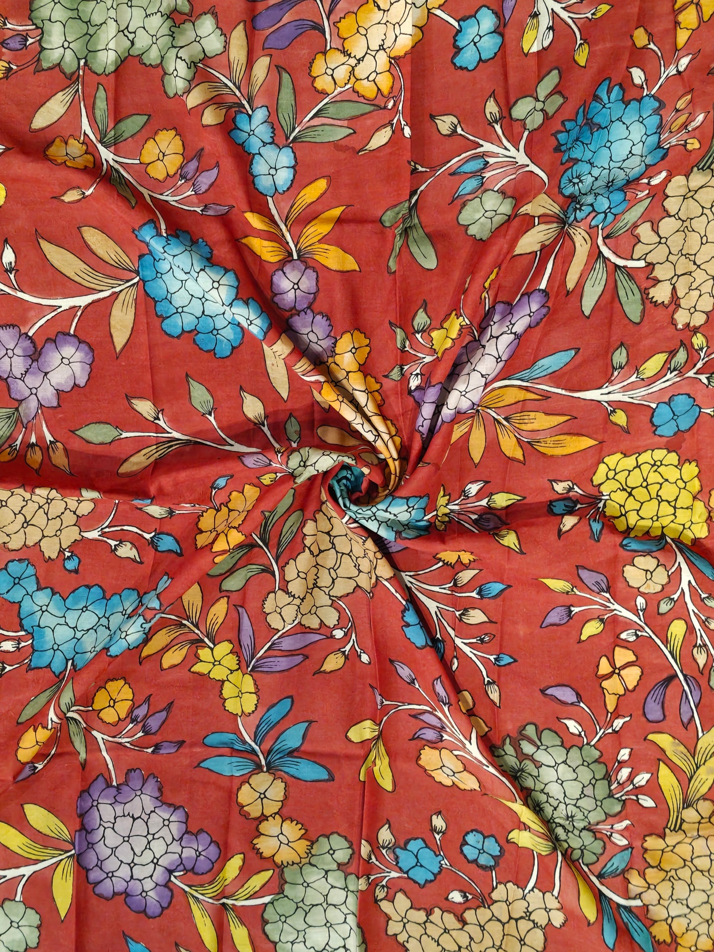 Silk Kalamkari handpainted yardage fabric - multiple designs available