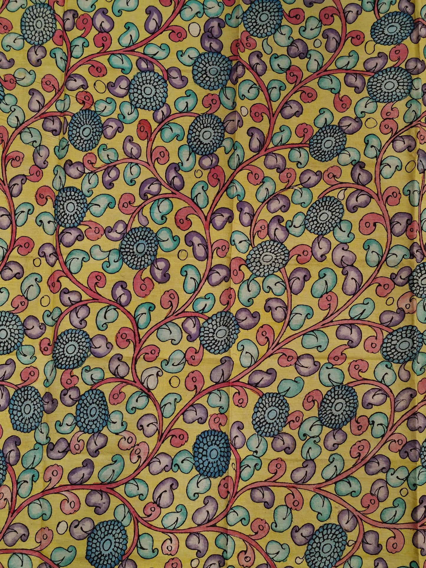 Cotton Pen Kalamkari handpainted unstitched blouse piece with border - multiple designs available