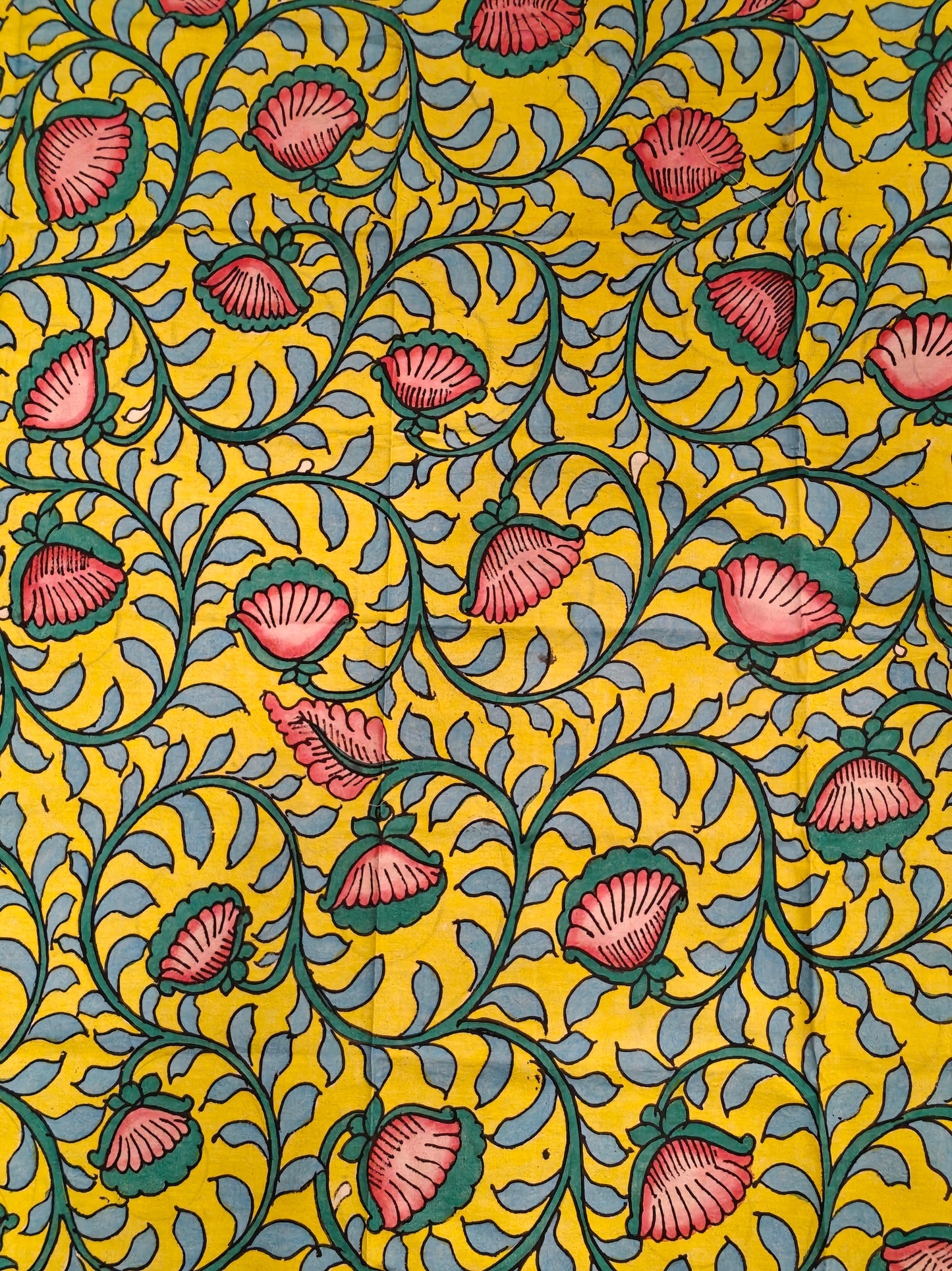 Cotton Pen Kalamkari handpainted unstitched blouse piece with border - multiple designs available