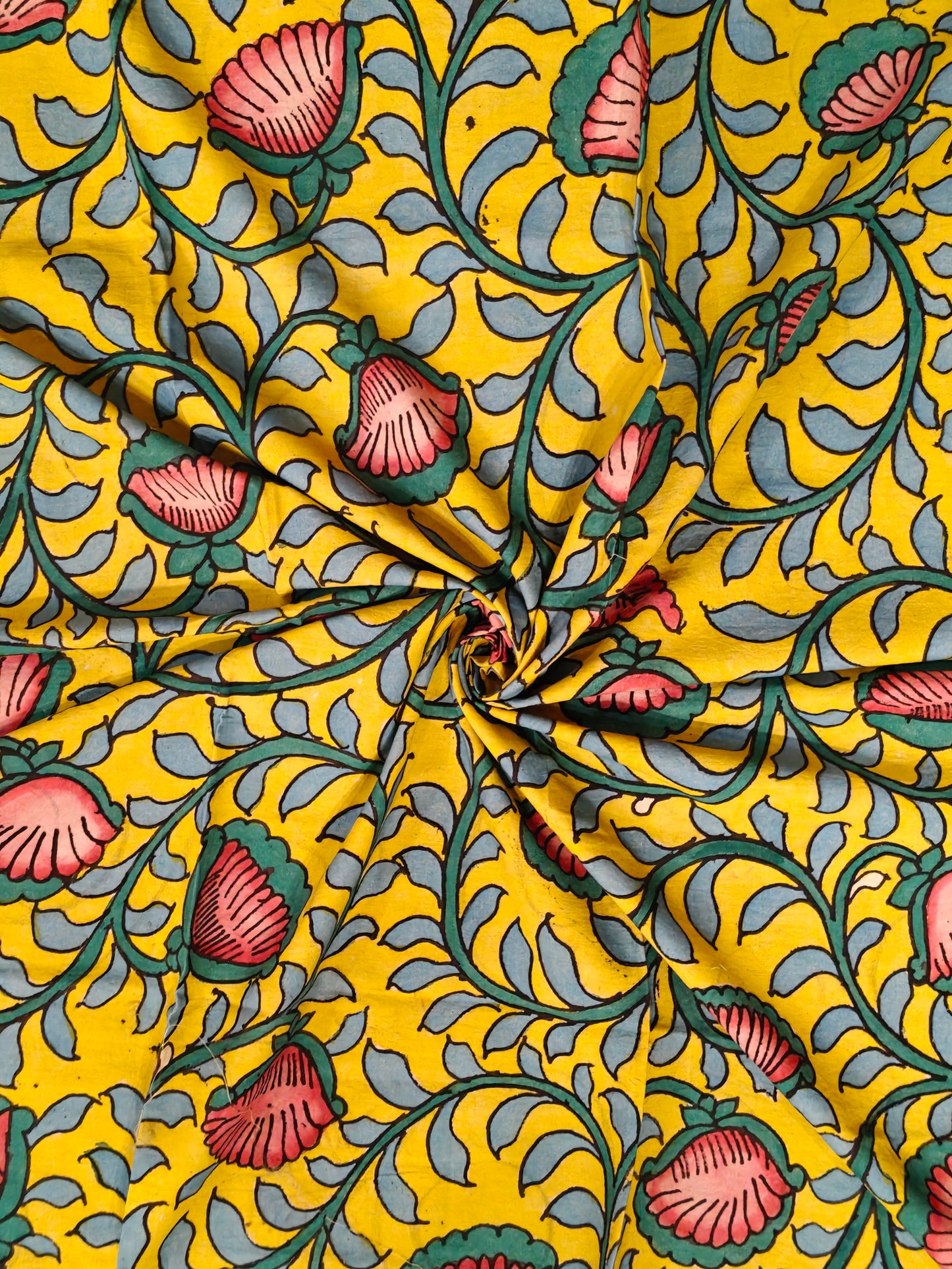 Cotton Pen Kalamkari handpainted unstitched blouse piece with border - multiple designs available