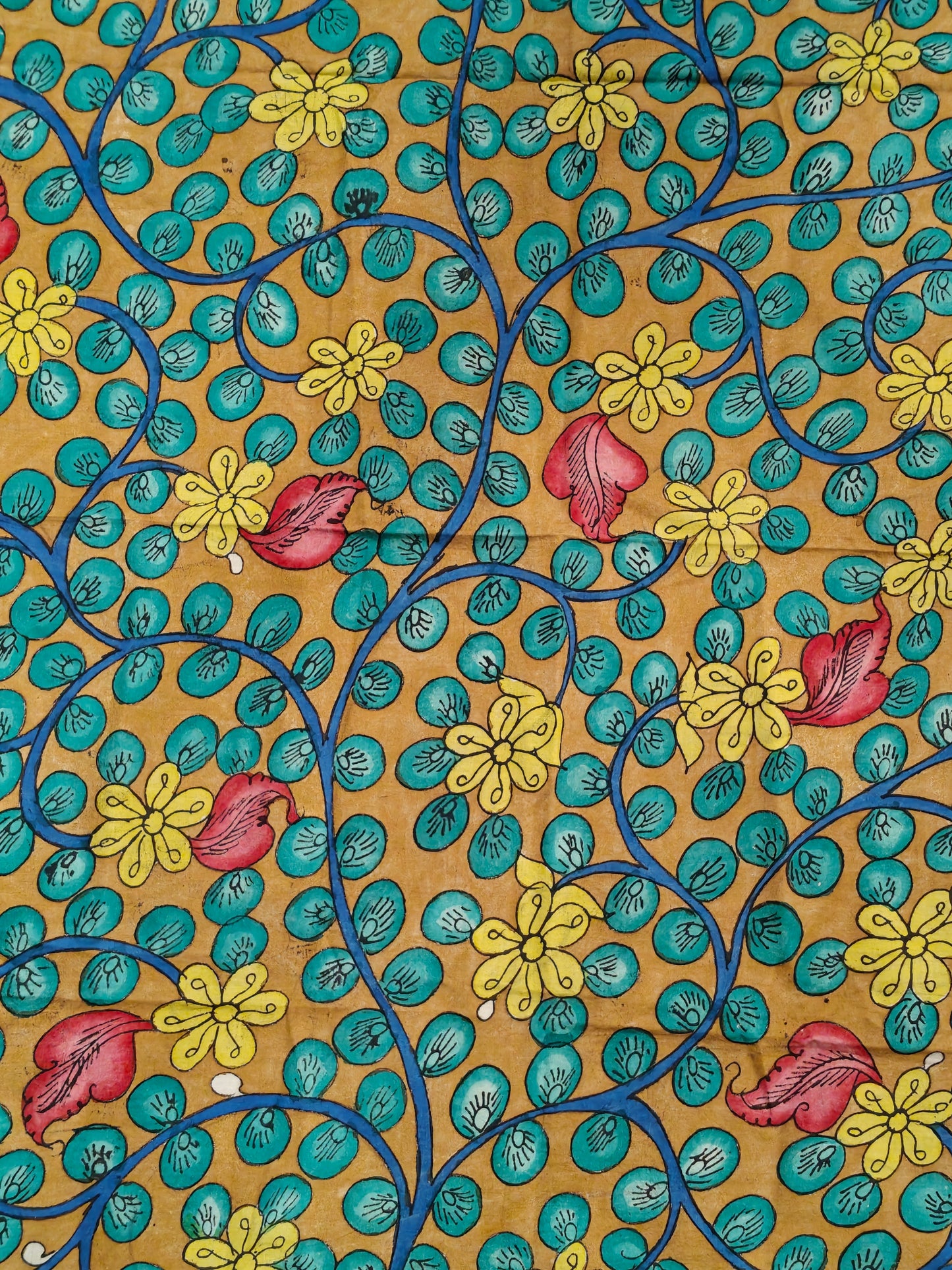 Cotton Pen Kalamkari handpainted unstitched blouse piece with border - multiple designs available