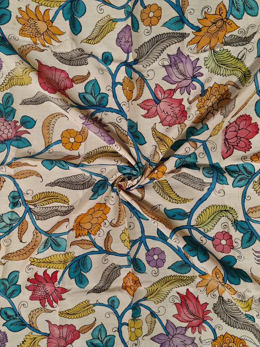 Silk Kalamkari handpainted yardage fabric - multiple designs available