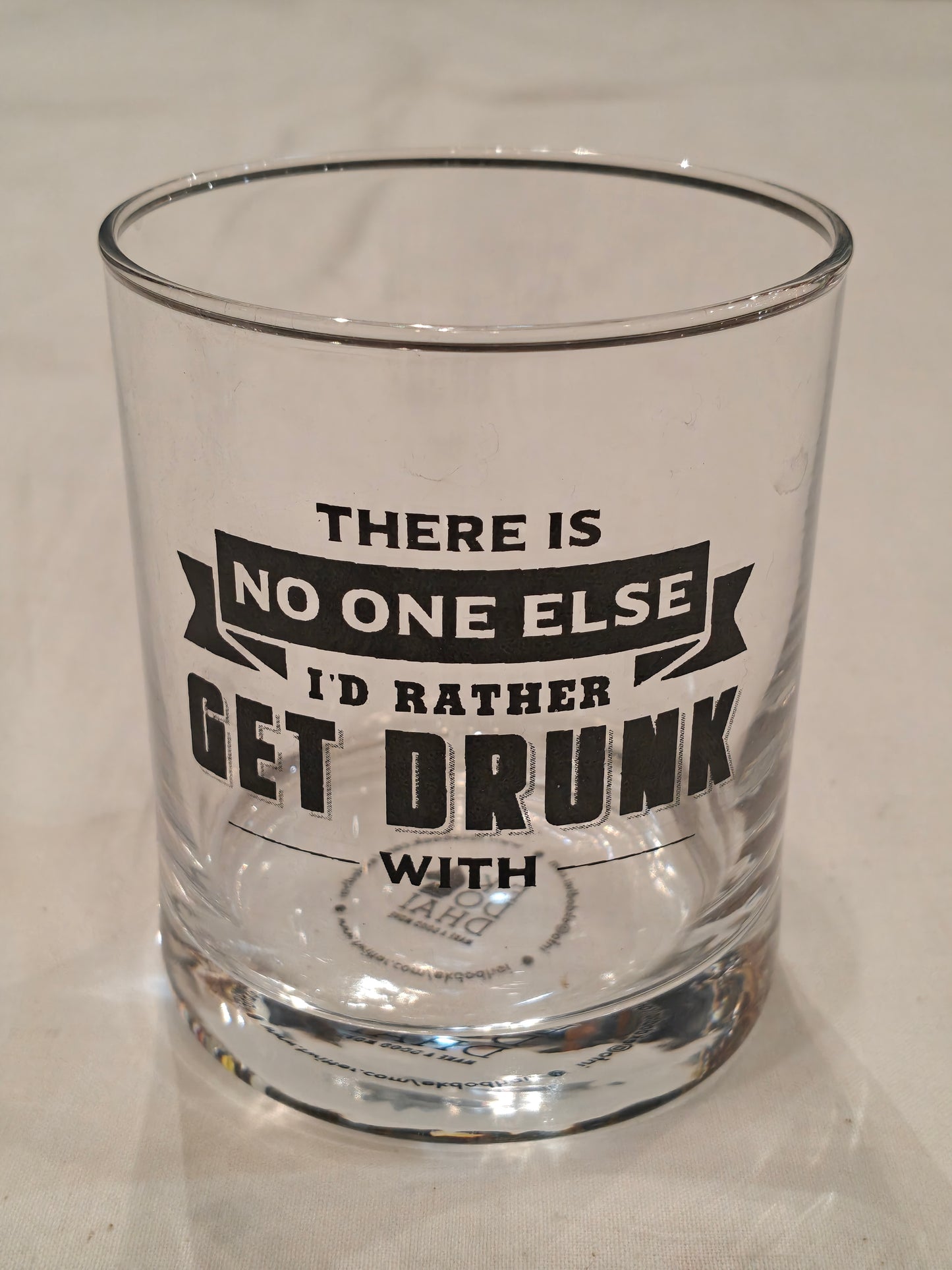 Quirky whiskey glasses with quote prints - set of 2