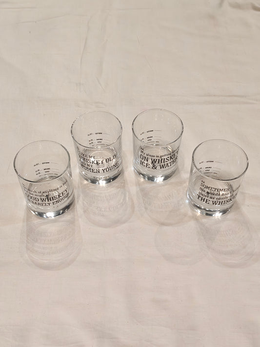 Quirky Whiskey glasses with fun whiskey quotes - set of 4