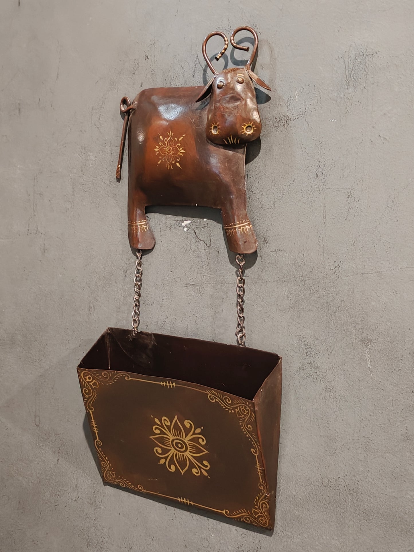 Cow letter box / organizer - quirky handcrafted iron decor