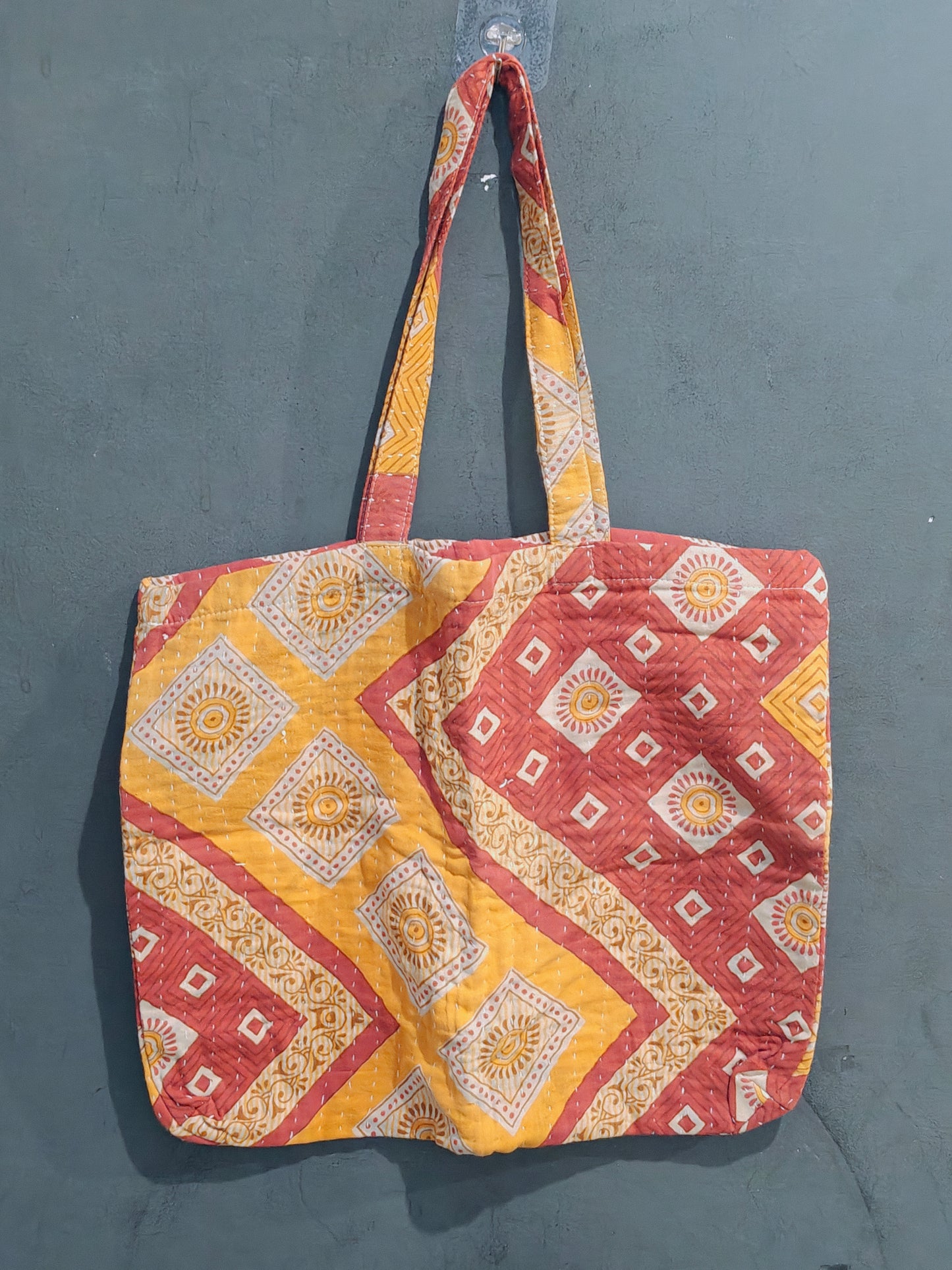 Orange n Red Kantha Jhola Bag