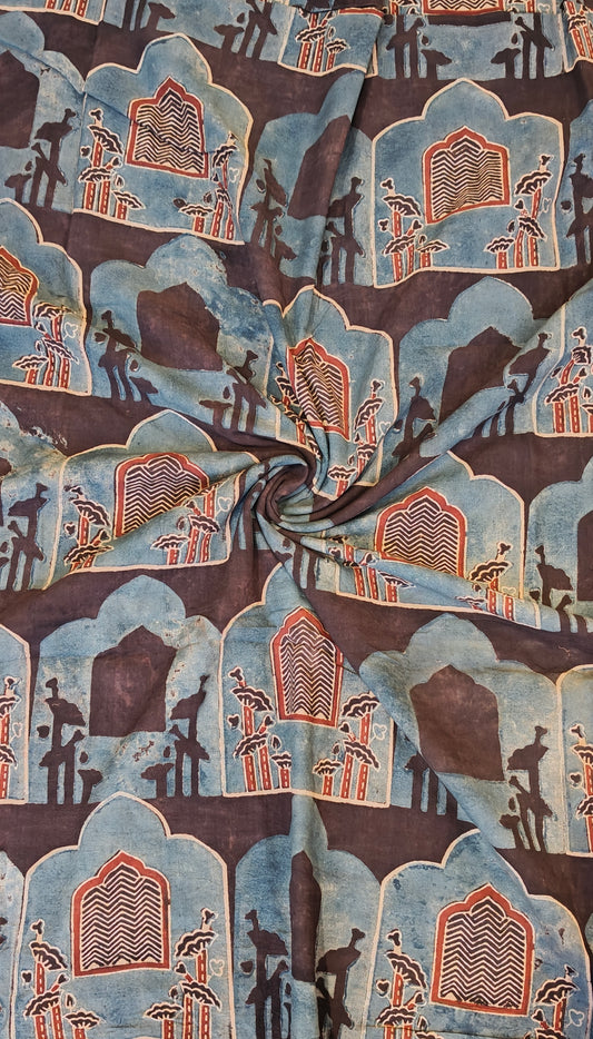 Ajrakh cotton Handblock printed fabric