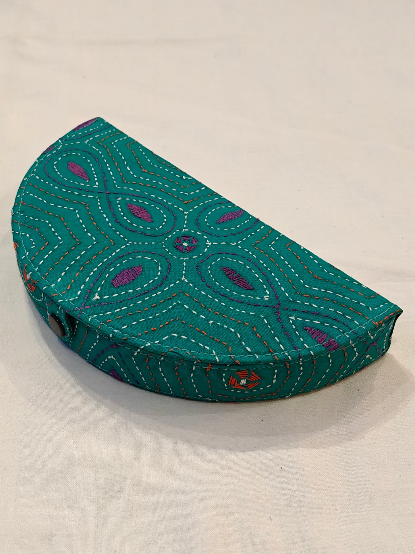 Semi circular embroidered jewellery box