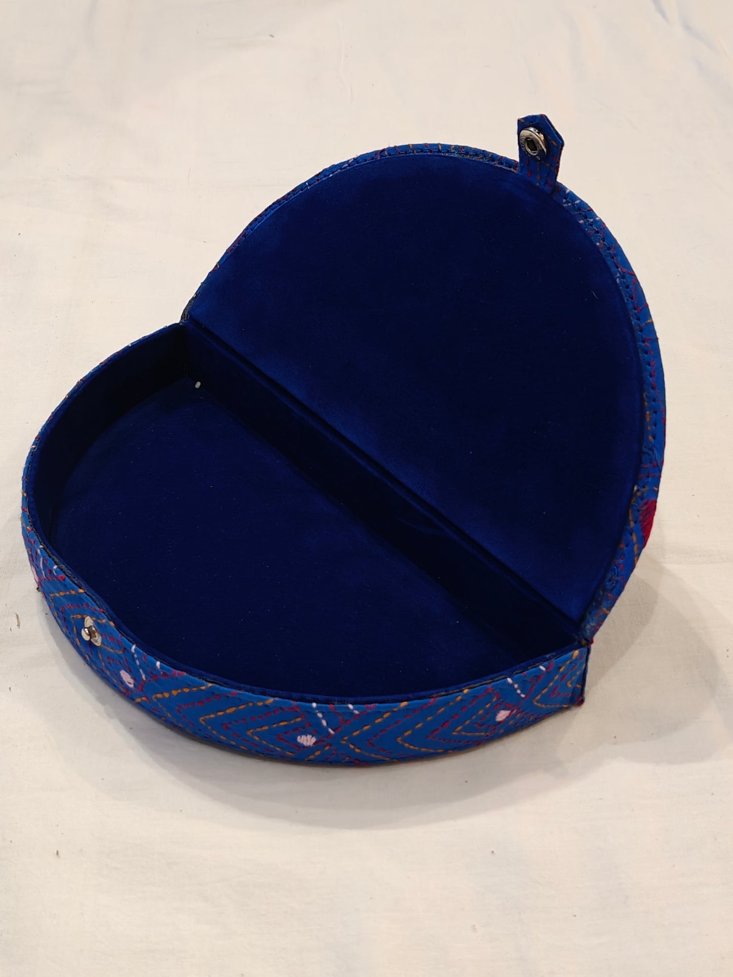 Semi circular embroidered jewellery box