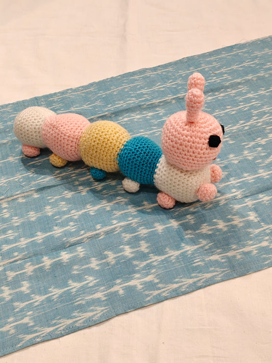 Cute caterpillar with a face - handcrafted crochet