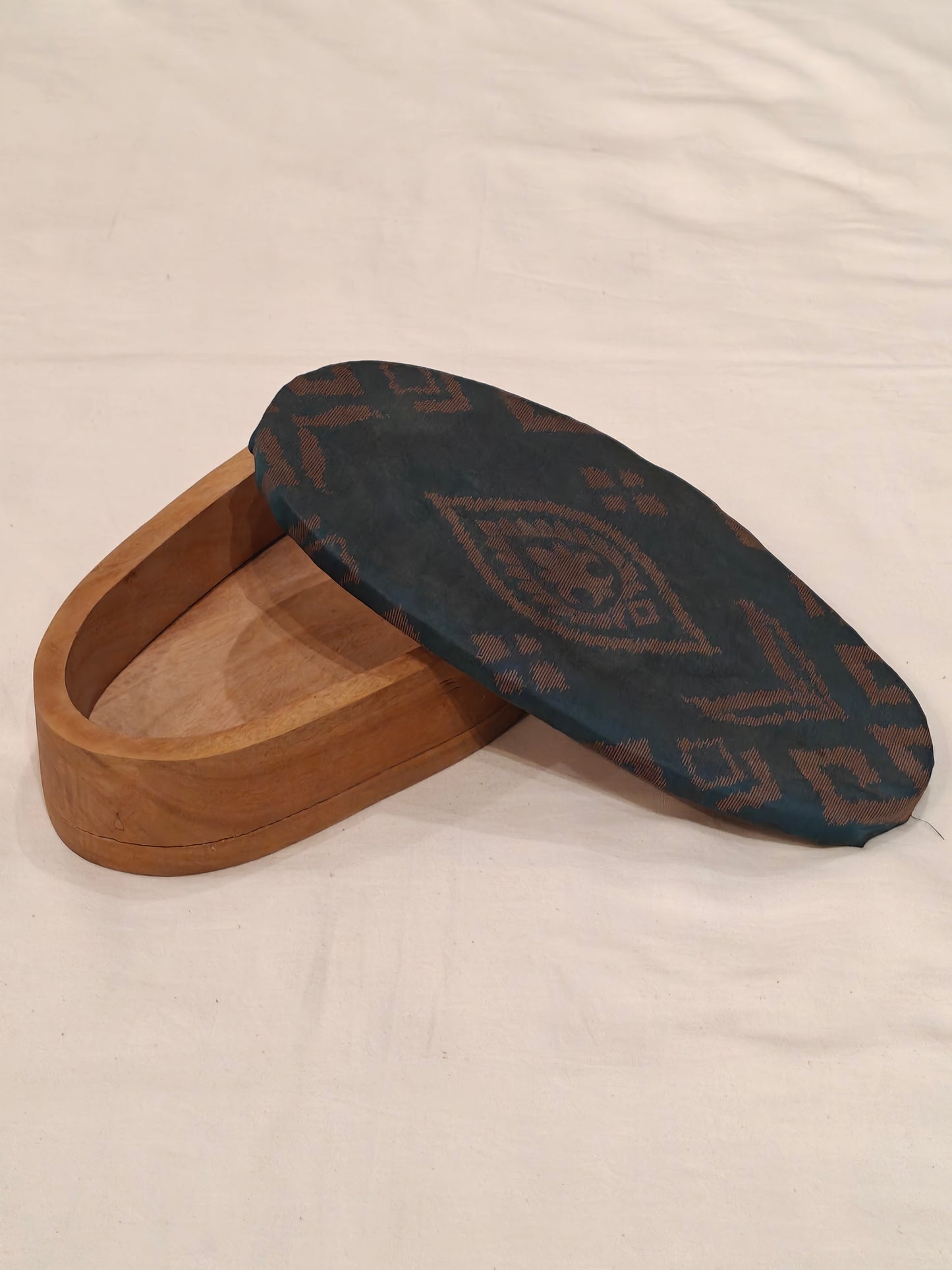 Handcrafted box with fabric covered lid