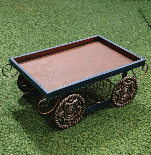 Tray on wheels - Iron handcrafted platter / riser / decor