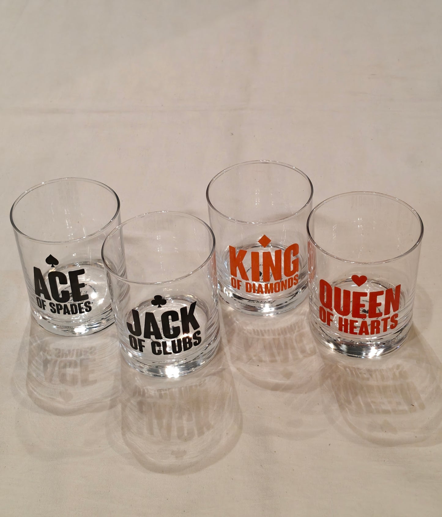 Playing cards theme whiskey glasses - set of 4