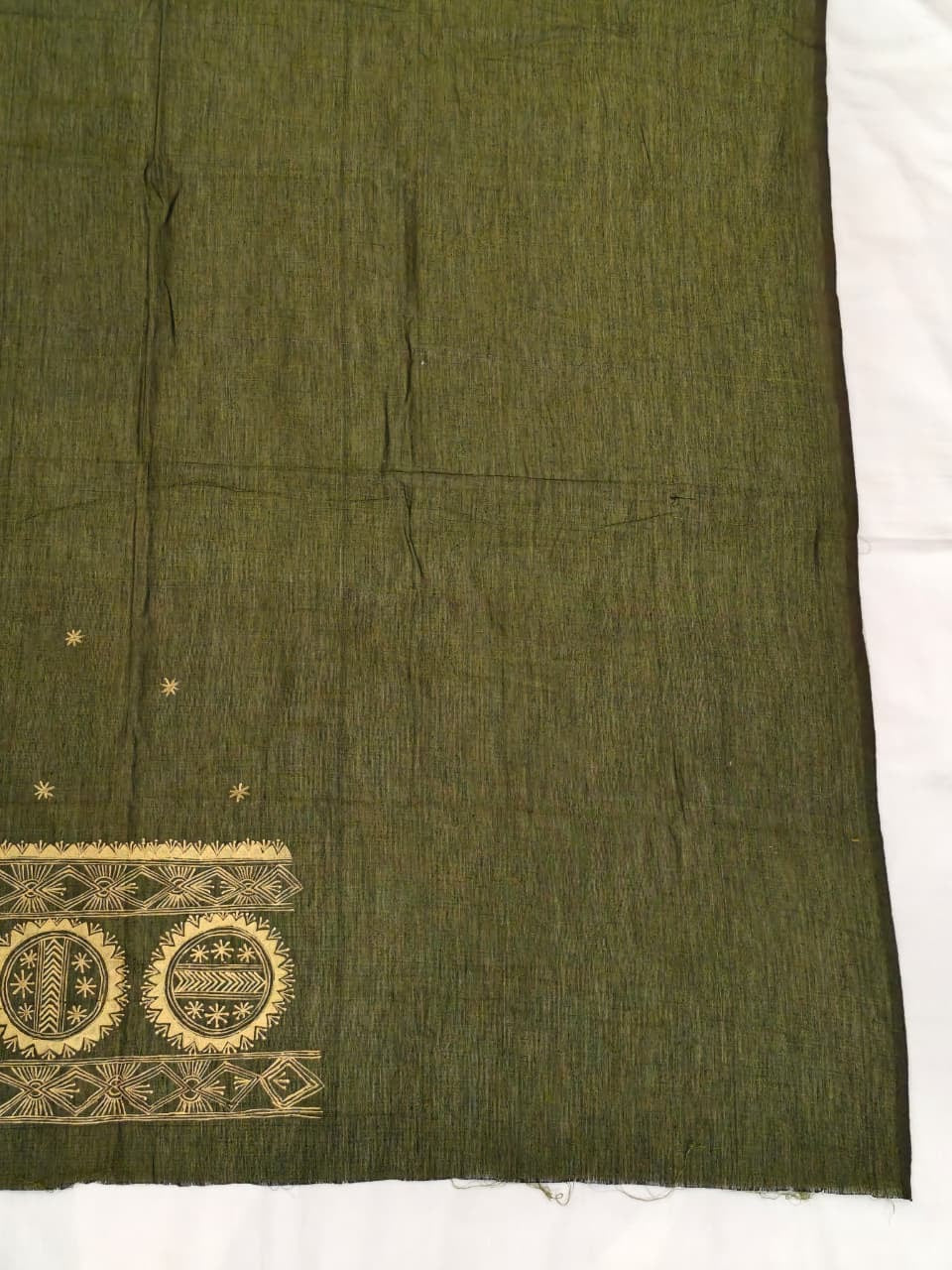 Hand crafted unstitched blouse fabrics on handloom cotton base - Hand painted / embroidered - click to see designs and colors