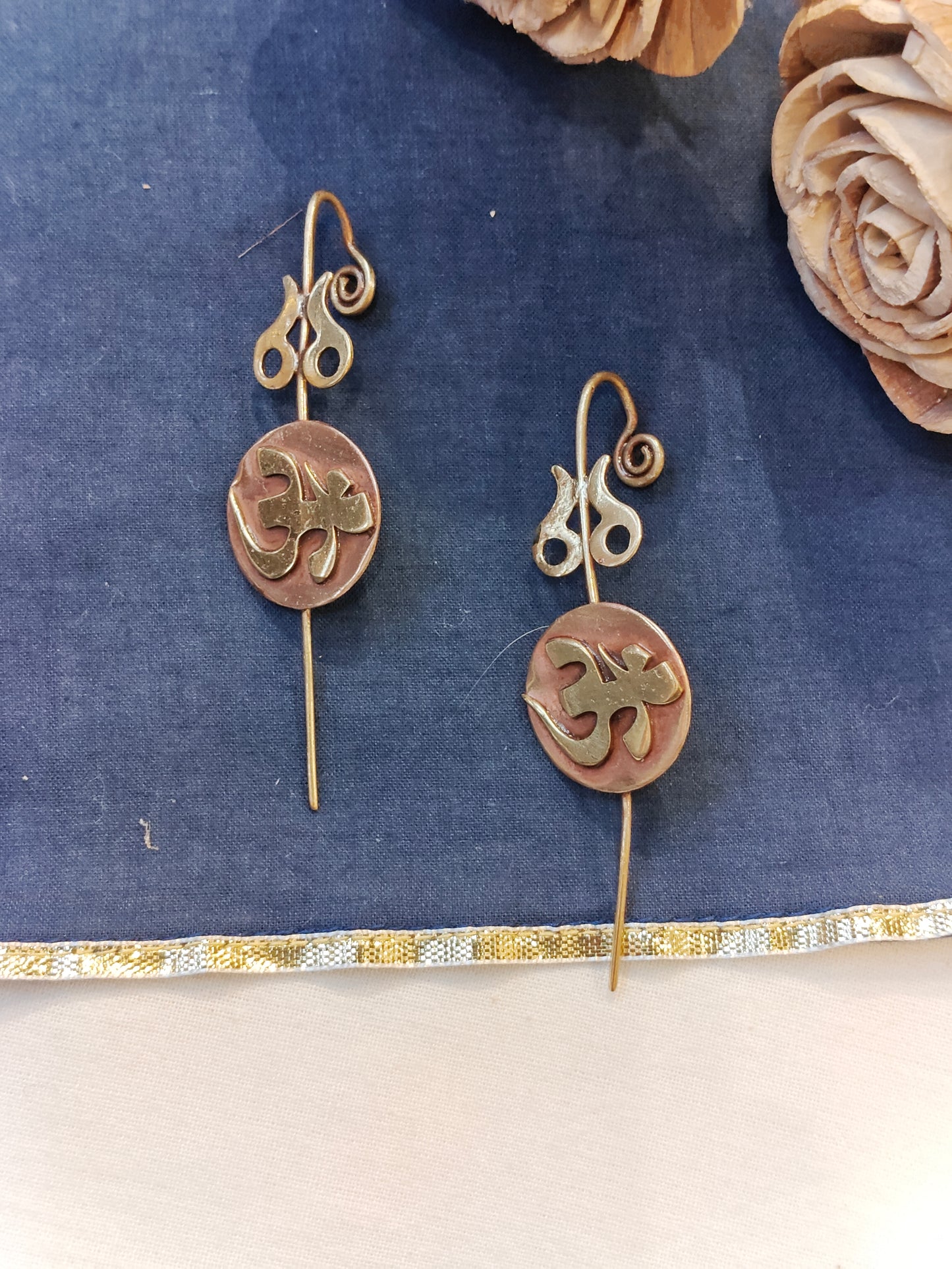 OM ! handcrafted copper brass ear bugidis/ clip on