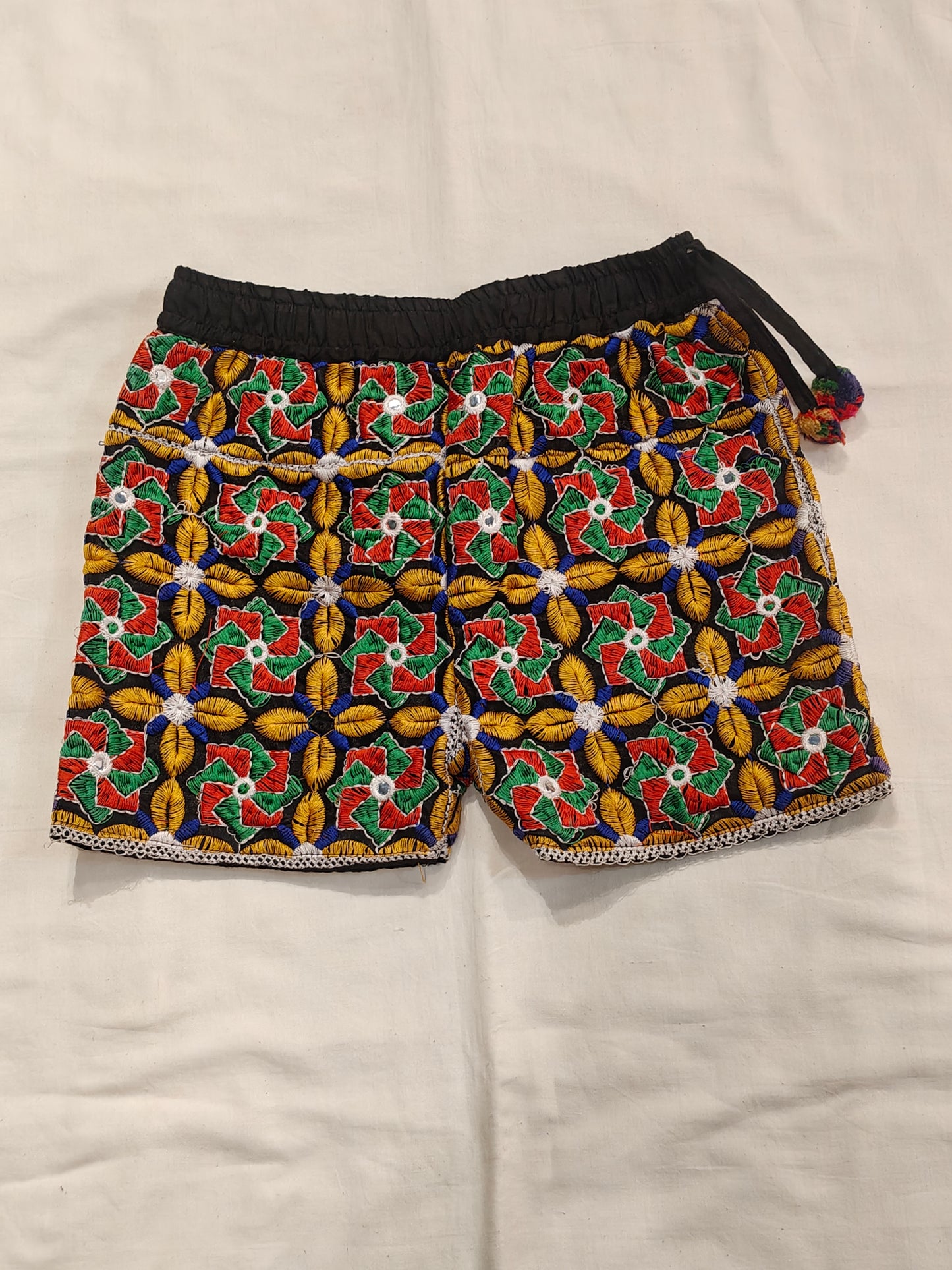 Colorful kutch work embroidered shorts for children